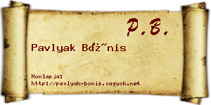 Pavlyak Bónis névjegykártya